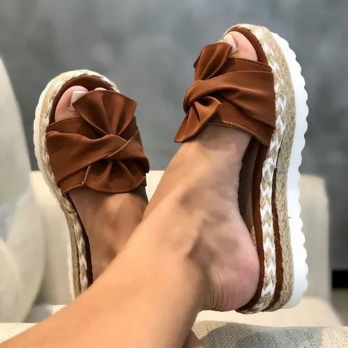 Bowknot Sandals Casual Comfy Slip On Platform