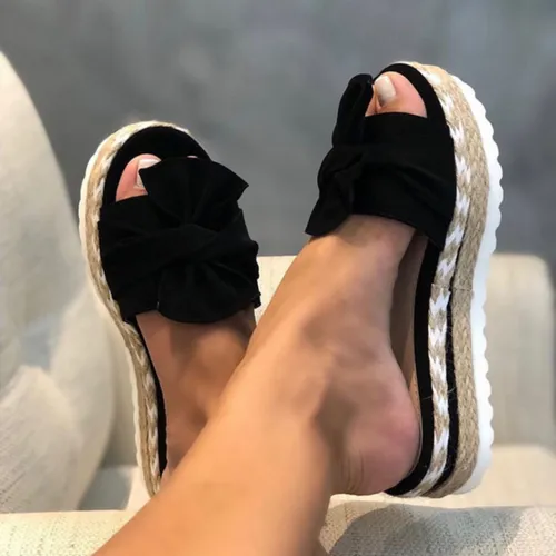 Bowknot Sandals Casual Comfy Slip On Platform