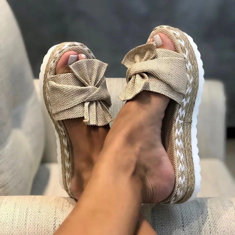 Bowknot Sandals Casual Comfy Slip On Platform
