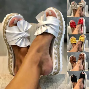 Bowknot Sandals Casual Comfy Slip On Platform