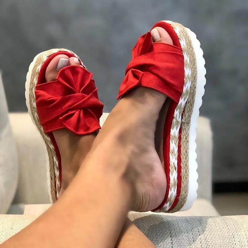 Bowknot Sandals Casual Comfy Slip On Platform