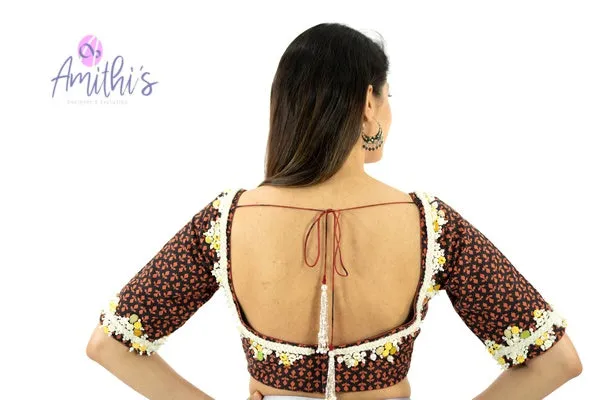 Brown Color Kalamkari Work Blouse