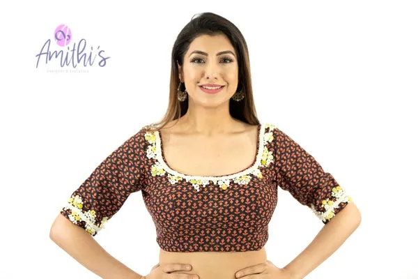 Brown Color Kalamkari Work Blouse