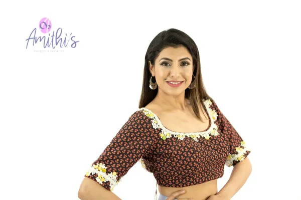 Brown Color Kalamkari Work Blouse