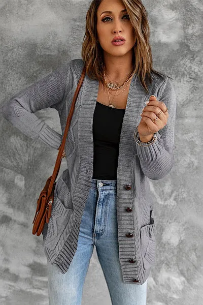 Cozy Textured Cardigan - Gray