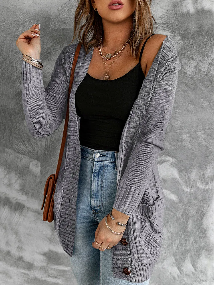 Cozy Textured Cardigan - Gray