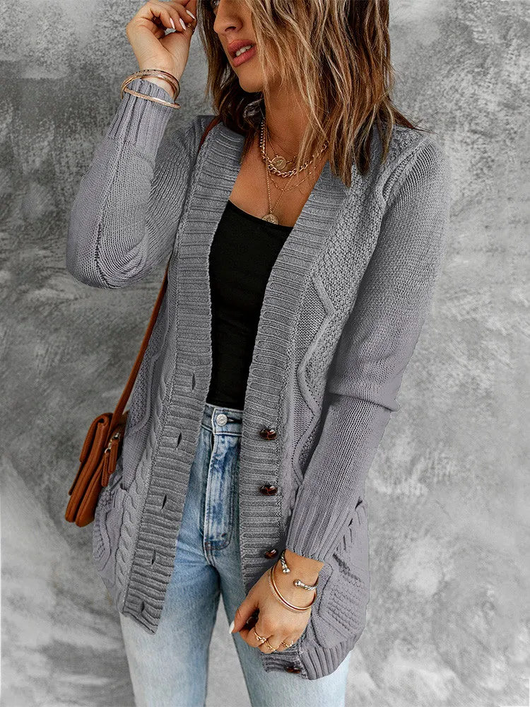 Cozy Textured Cardigan - Gray