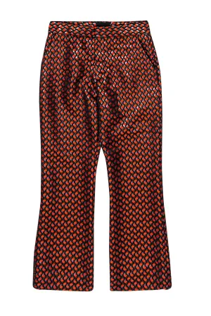 Cynthia Rowley - Orange, Black & Silver Printed Straight Leg Trousers Sz 8