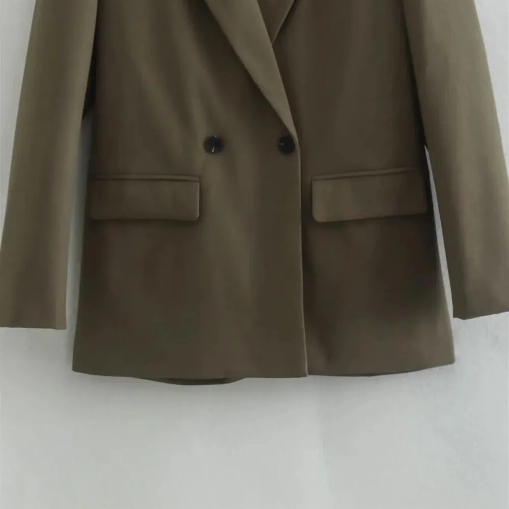 PB&ZA2024 autumn new women's fashionable and casual temperament versatile solid color lapel long sleeved suit jacket