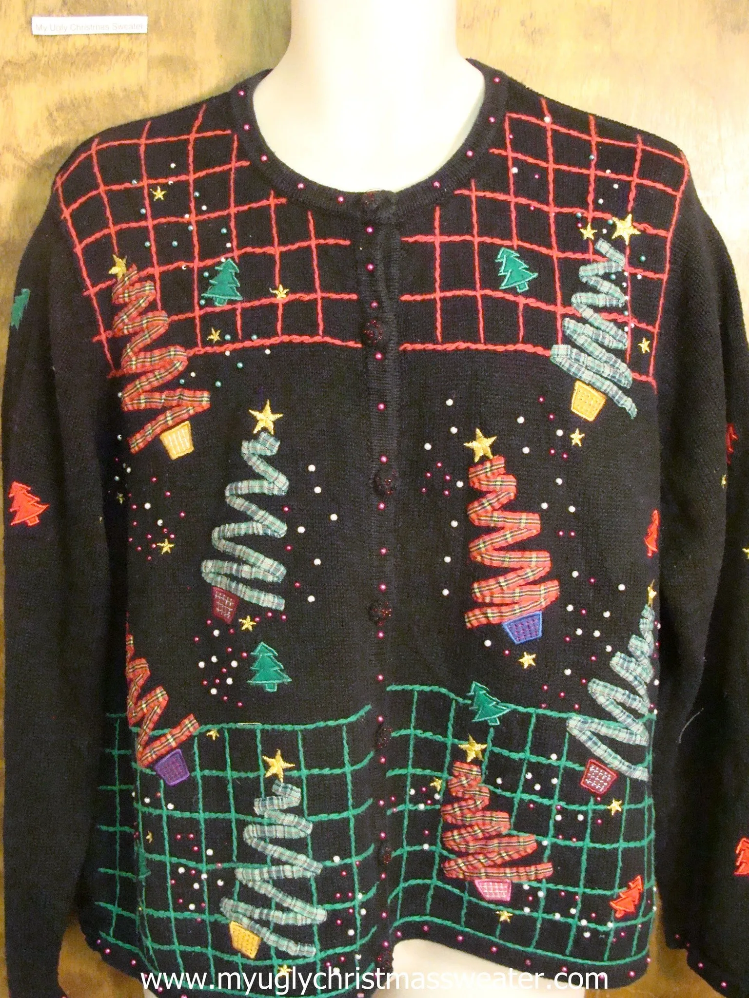 Ribbon Xmas Trees Christmas Party Sweater