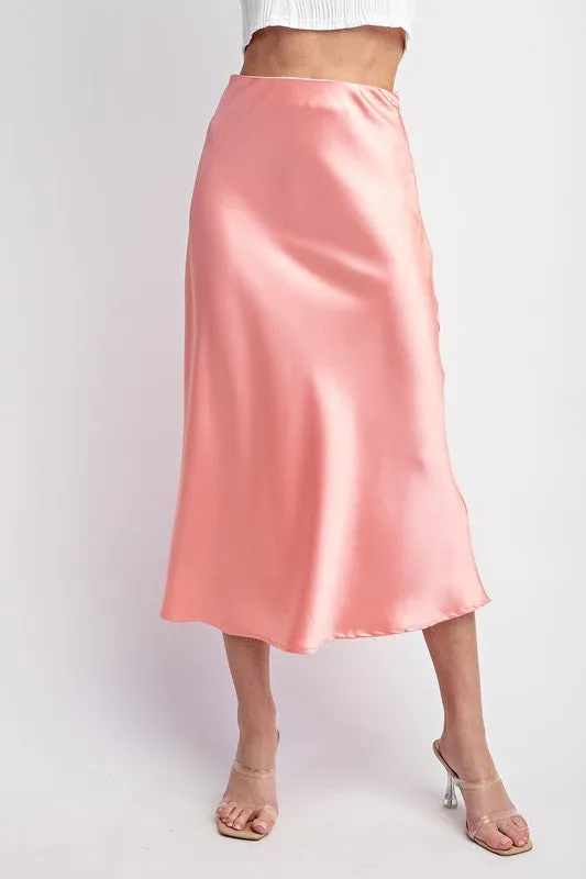 Satin Midi Slip Skirt