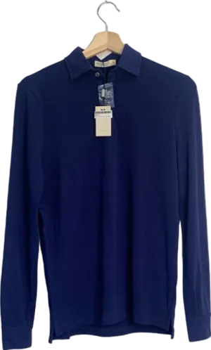 Suitsupply Navy Long Sleeve Cotton Polo Shirt UK XS