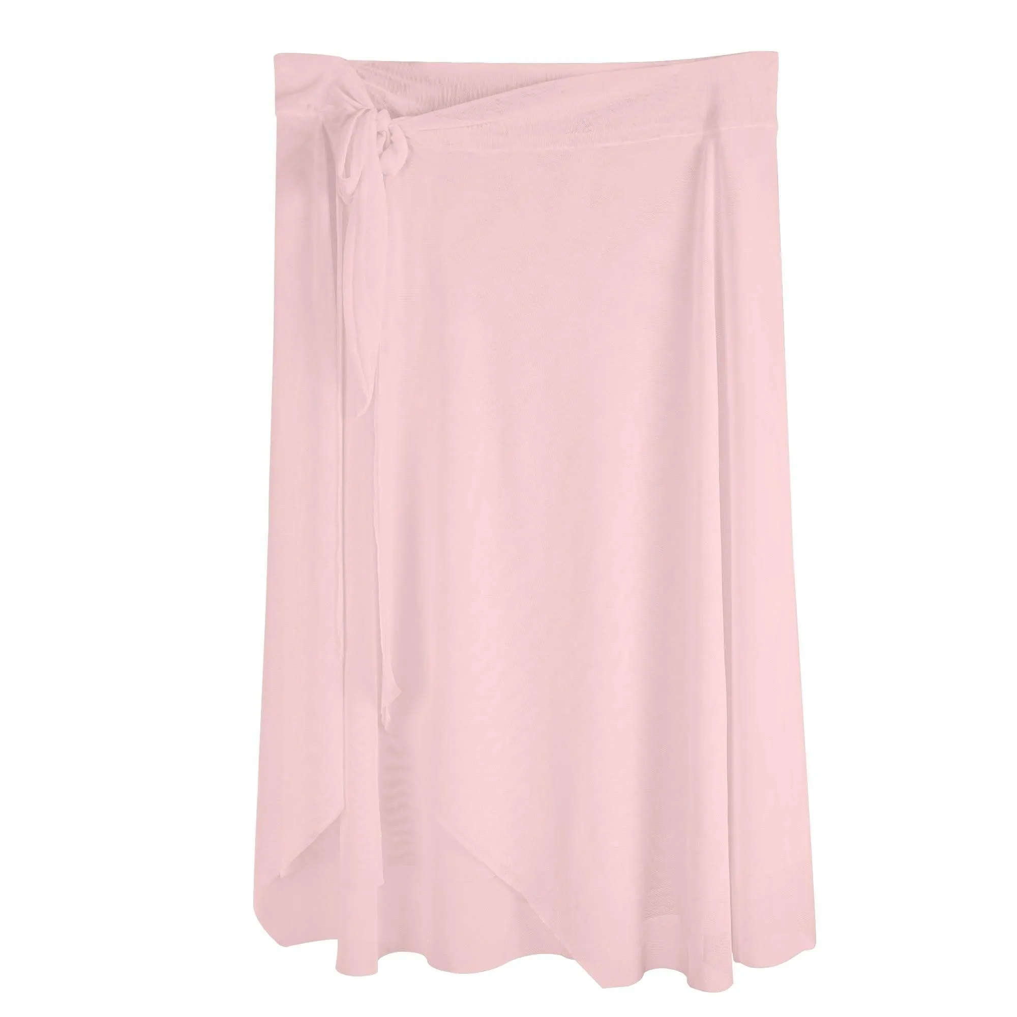 Womens Blush Swimsuit Cover Up Ruffle Tie Side Beach Sarong Wrap Maxi Skirt